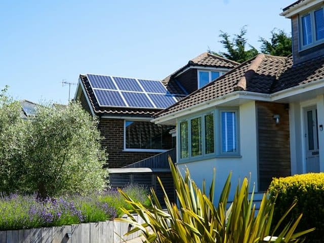 House with solar panels on the roof